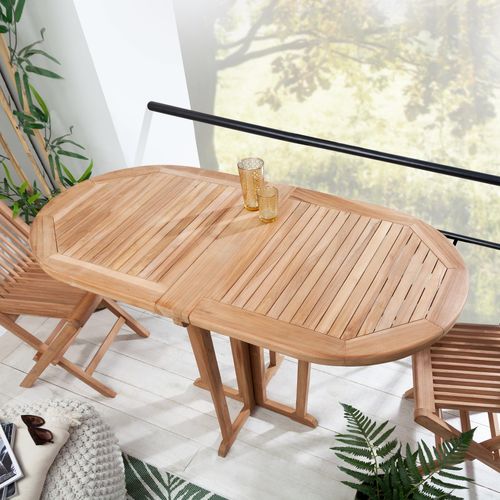 Massiver Balkontisch EMPIRE TEAK 120cm Teakholz einklappbarer Gartentisch