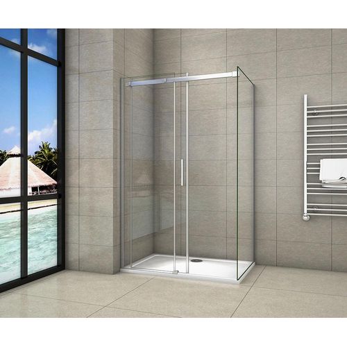 Schiebetür X Seitenwand:120x90cmxH.195cm Eckig Duschkabine Dusche 6mm Sicherheitsglas Duschwand Duschabtrennung