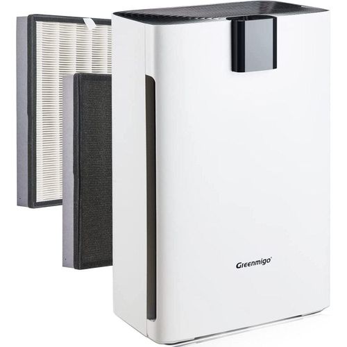Greenmigo Luftreiniger AP300 Air Purifier mit HEPA Filter Aktivkohlefilter Ionisator,99.97% Filterleistung,Leiser Betrieb,Gegen Tiergerüche Rauch Pollen Staub,Luftreiniger für Allergiker und Raucher