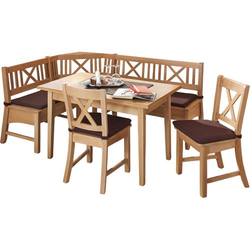 Eckbankgruppe im modernen Landhausstil Deborah Essgruppe massiv Holz Buche lackiert/Dunkelbraun 12034