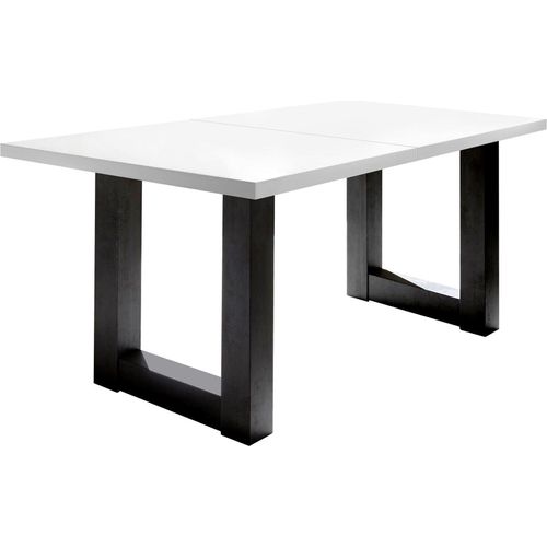 Esstisch ausziehbar Eila 7 140 x 90 x 75 Esszimmertisch Schwarzstahl/Weiß Matt Lack 13374-140