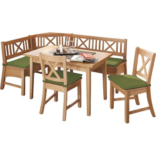 Eckbankgruppe im modernen Landhausstil Deborah Essgruppe massiv Holz Buche lackiert/Grün 12035
