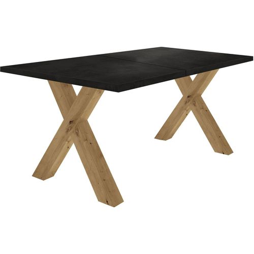 Esstisch ausziehbar Eike 1 160 x 90 x 75 Esszimmertisch Asteiche/Schwarzstahl 13396-160