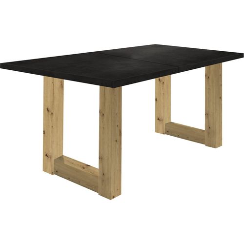 Esstisch ausziehbar Eila 1 160 x 90 x 75 Esszimmertisch Asteiche/Schwarzstahl 13328-160