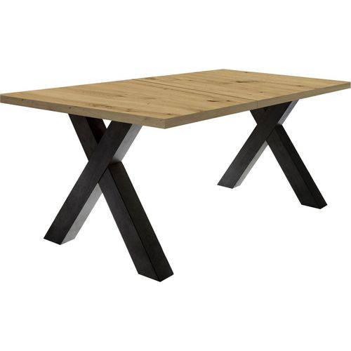 Esstisch ausziehbar Eike 7 140 x 90 x 75 Esszimmertisch Schwarzstahl/Asteiche 13432-140