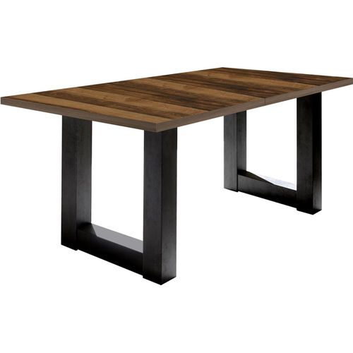 Esstisch ausziehbar Eila 7 140 x 90 x 75 Esszimmertisch Schwarzstahl/Plankeneiche 13369-140