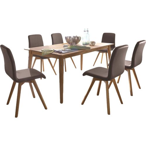 Essgruppe Massivholz Dalia Esstisch mit 6 Stühlen massiv Holz Wildeiche/Braun 12012