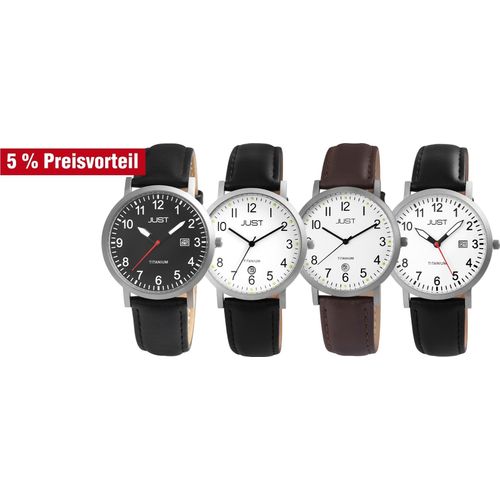 Just Titan Herrenuhr mit Echtlederband, 5 ATM