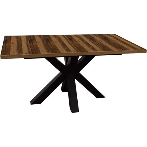 Esstisch ausziehbar Elda 1 160 x 90 x 75 Esszimmertisch Schwarzstahl/Plankeneiche 13517-160