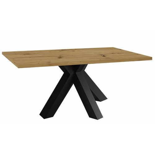 Esstisch ausziehbar Elda 1 140 x 90 x 75 Esszimmertisch Schwarzstahl/Asteiche 13516-140