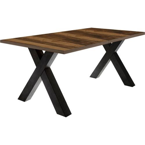 Esstisch ausziehbar Eike 7 140 x 90 x 75 Esszimmertisch Schwarzstahl/Plankeneiche 13437-140