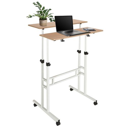 hjh OFFICE Stehschreibtisch WORKSTATION I Sitz-Steh Schreibtisch höhenverstellbar, Stehpult Laptoptisch für Zuhause & Büro, Höhe 82.0 - 128.0 cm