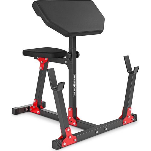 Marbo Sport - Scotts Bank, Bizeps Trizeps Maschine, Curlbank MH-L105 Schwarz Rot