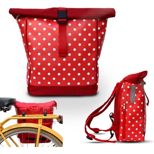 Fahrradtasche/Rucksack 2in1 Lunares rot