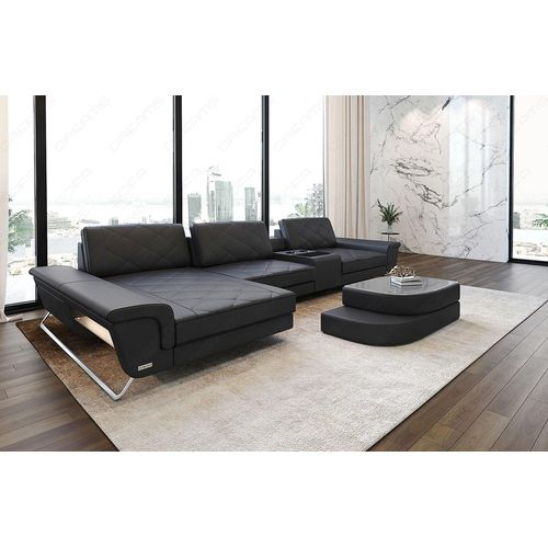 Ecksofa Bari Kunst-Echtleder Mix