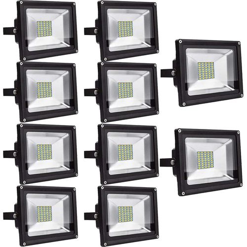 Greenmigo 10x 30W SMD LED Fluter Strahler Gartenlampe Warmweiß warmweiss Licht mit Schwarz Aluminium Gehäuse Wasserdicht IP65 85-265V