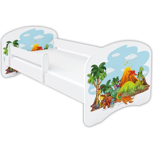 Dinosaurier, Kinderbett Babybett mit Matratze 70x140, 80x160, 80x180cm, Bettgröße:160 x 80 cm, Mit Schublade:Ohne Schublade, Muster :04
