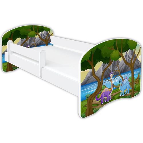 Dinosaurier, Kinderbett Babybett mit Matratze 70x140, 80x160, 80x180cm, Bettgröße:160 x 80 cm, Mit Schublade:Ohne Schublade, Muster :01