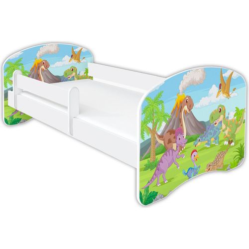 Dinosaurier, Kinderbett Babybett mit Matratze 70x140, 80x160, 80x180cm, Bettgröße:160 x 80 cm, Mit Schublade:Ohne Schublade, Muster :07
