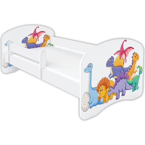 Dinosaurier, Kinderbett Babybett mit Matratze 70x140, 80x160, 80x180cm, Bettgröße:180 x 80 cm, Mit Schublade:Ohne Schublade, Muster :03