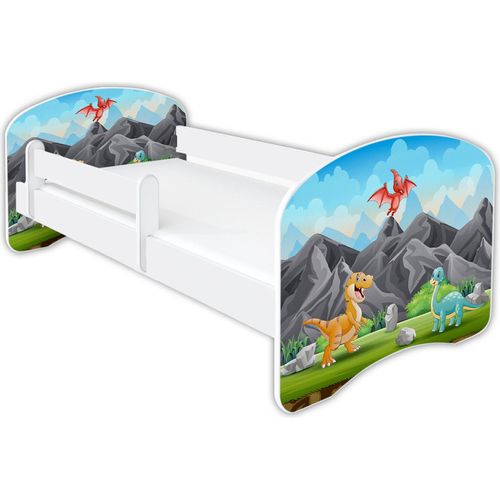 Dinosaurier, Kinderbett Babybett mit Matratze 70x140, 80x160, 80x180cm, Bettgröße:160 x 80 cm, Mit Schublade:Ohne Schublade, Muster :06