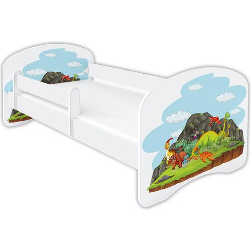 Dinosaurier, Kinderbett Babybett mit Matratze 70x140, 80x160, 80x180cm, Bettgröße:160 x 80 cm, Mit Schublade:Ohne Schublade, Muster :05