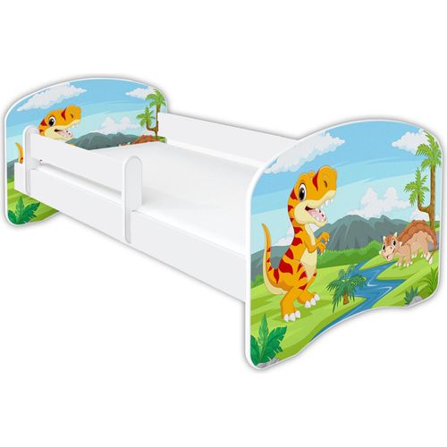Dinosaurier, Kinderbett Babybett mit Matratze 70x140, 80x160, 80x180cm, Bettgröße:160 x 80 cm, Mit Schublade:Ohne Schublade, Muster :02