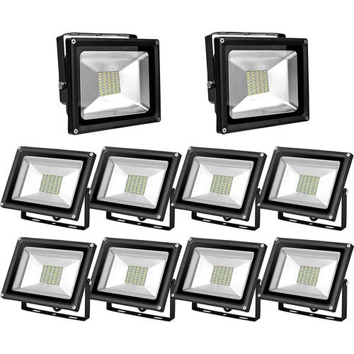 Greenmigo 10 Stücke 30W SMD Fluter Strahler Warmweiß Warmweiss Schwarzem GehäuseAluminium Gehäuse IP65 Wasserdicht LED Lampe Wandleuchter Flulicht Flutbeleuchtung LED Gartenlampe Außenstahler