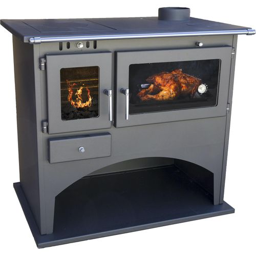 Kaminofen mit Backfach und Herdplatte 25071 Werkstattofen Viki 10,5 kW Mehrfachbelegung Kamin Hüttenofen Ofen