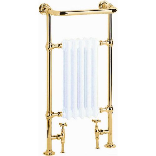 Casa Padrino Luxus Badheizung Weiß / Gold 940 x 500 mm - Handtuchheizkörper - Vintage Bad Heizkörper Handtuchhalter