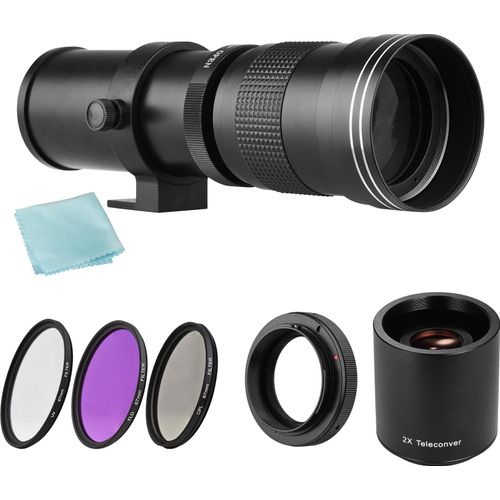 Kamera MF Super Telezoom Objektiv F/8,3-16 420-800mm T Mount + UV/CPL/FLD Filter Set +2X 420-800mm Telekonverter + T2-EOS Adapterring Ersatz fuer Canon EF-Mount EOS Rebel T7 T7i T6 T6 T6i T5 T5 SL2 80D 77D 700D 70D 60D 50D 5D 6D 7D 600D 550D 200D 150D 100D 1300D 1400D 1500D Kameras