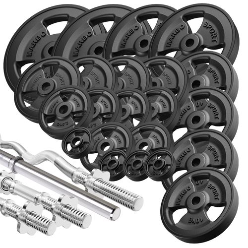 Marbo Sport Hantelstangen gummierte Tri-Grip Hantelscheiben Set 172 kg