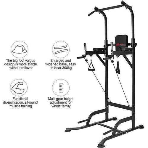 Home Fitness Code Kraftstationen, Multifunktions Kraftstation, Fitnessstation, Multistation, Multistation Set, Höhenverstellbare Dip-Station, Klimmzugstange bis 150 kg, für Heimtraining, X20I00K026