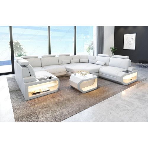 Leder Wohnlandschaft Asti Mini Kunst-Echtleder Mix