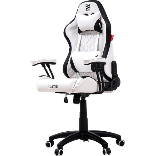 Elite Kinder Gaming Stuhl PULSE | Ergonomischer Bürostuhl - Bis 120 Kg - 65° verstellbare Rückenlehne - Armpolster - 360° (Weiß/Schwarz)