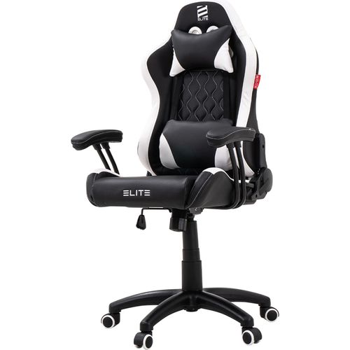 Elite Kinder Gaming Stuhl PULSE | Ergonomischer Bürostuhl - Bis 120 Kg - 65° verstellbare Rückenlehne - Armpolster - 360° (Schwarz/Weiß)