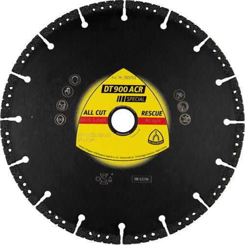 Klingspor DT 900ACR Diamanttrennscheiben 300 x 3,1 x 25,4 mm 16 Segmente 57 x 3,1 x 6 mm VG - Vakuumgelötet