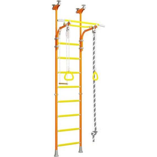 Wallbarz Family 4D Sprossenwand Kletterwand Turnwand Klettergerüst Turngeräte Kinder indoor mit Deckenmontage in orange