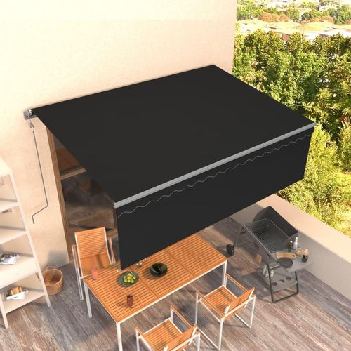 Markise Automatisch Einziehbar mit Volant 4,5x3 m Anthrazit