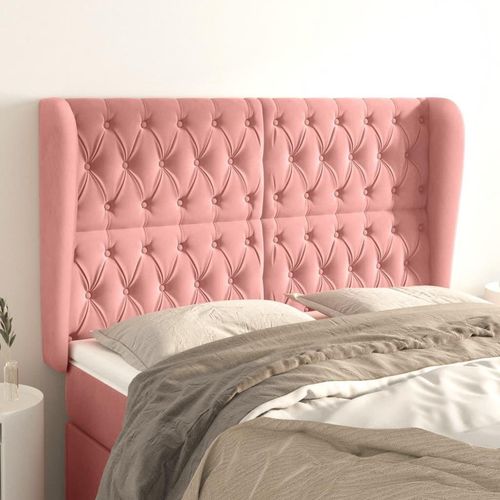 vidaXL Kopfteil mit Ohren Rosa 147x23x118/128 cm Samt