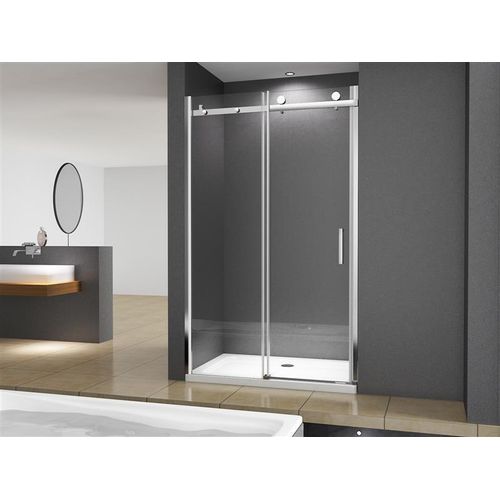 BuyLando Viktoria 135x195 cm Nischendusche mit Schiebetür - Silber Beschläge