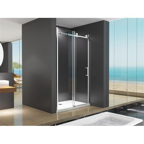 BuyLando Viktoria 115x195 cm Nischendusche mit Schiebetür - Silber Beschläge