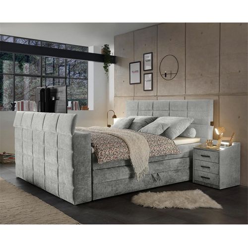 Boxspringbett 180x200 cm, mit TV-Halterung, mit Bettkasten, Hotelbett in schlamm DURAZNO-09