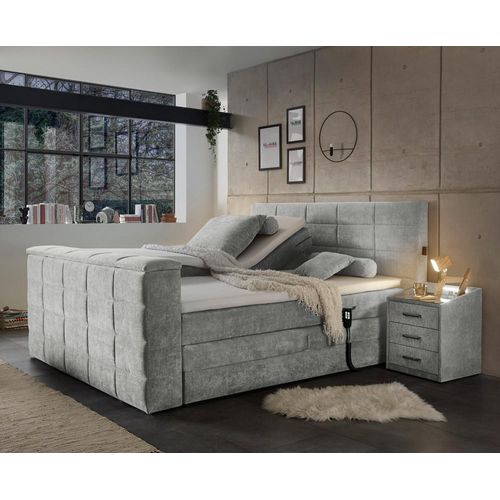 Boxspringbett 180x200 cm, mit TV-Halterung, elektrisch verstellbar, Hotelbett in schlamm DURAZNO-09