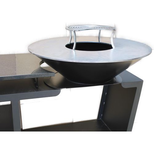 Hochwertige Outdoorküche mit Feuerschale Feuerplatte 85cm 8mm & Granit #656