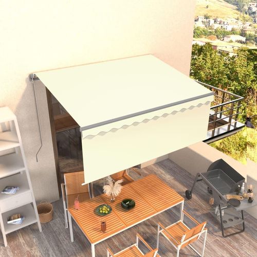 Markise Manuell Einziehbar mit Rollo 3,5x2,5 m Creme