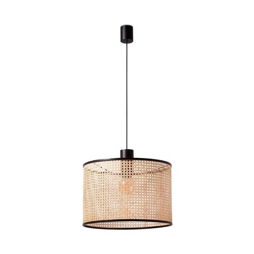 Hängeleuchte MAMBO 450 E27 15W Stahl mattschwarz, Rattan L:21cm H:186cm dimmbar