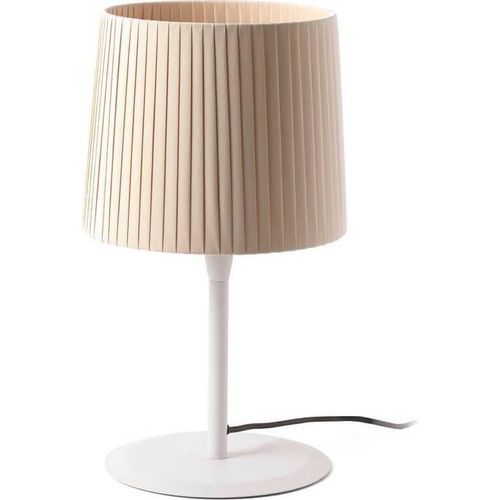 Tischleuchte SAMBA E27 15W Stahl mattweiß, Textil Beige L:25cm H:48.5cm dimmbar