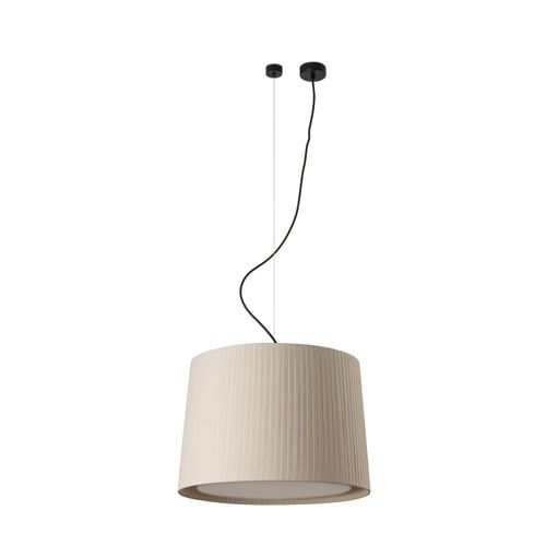 Hängeleuchte SAMBA E27 15W Stahl mattschwarz, Textil Beige L:50cm H:0.18cm dimmbar