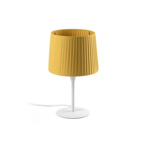 Tischleuchte SAMBA S E27 15W Stahl weiß, Textil Gelb L:21.5cm H:36cm
